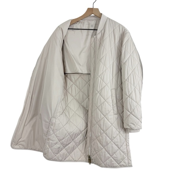 Massimo Dutti Longline Quilted Jacket Cream Sz S - Picture 9 of 14